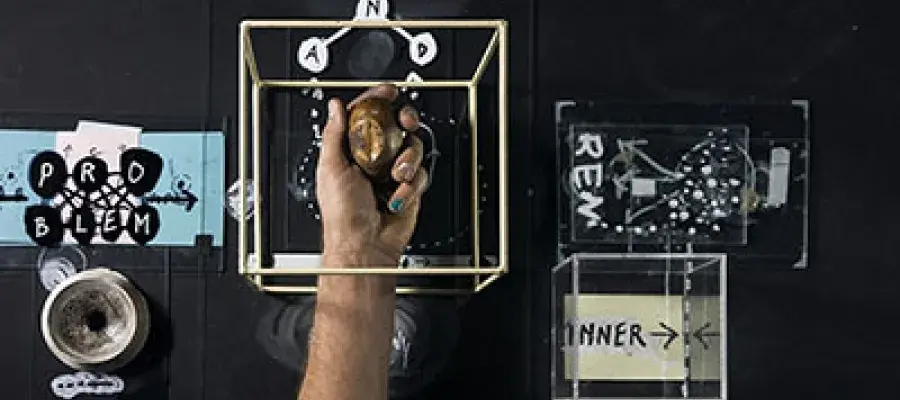 HCA Figure 2: Nikolaus Gansterer, ‘untertagüberbau’, 2017, 3 channel HD video installation. Installation view, ‘The Extended Mind’, 2019. Image courtesy Talbot Rice Gallery, The University of Edinburgh