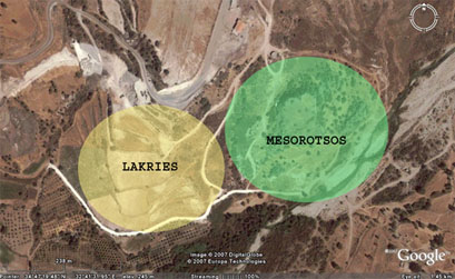 Aerial photograph showing two sites